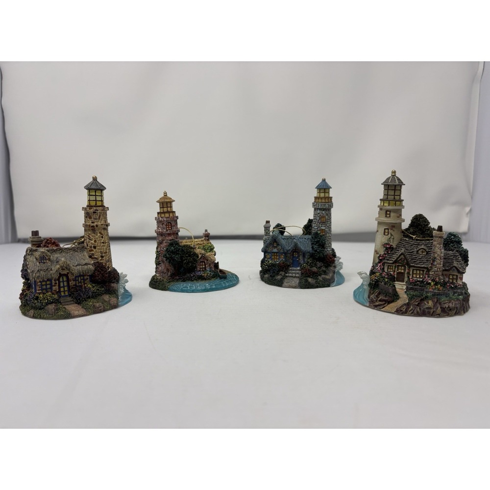 Vintage Thomas Kinkade Illuminated Series Ornaments set of 4